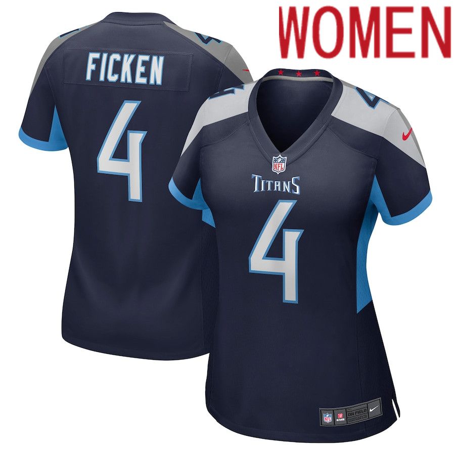 Women Tennessee Titans #4 Sam Ficken Nike Navy Game NFL Jersey